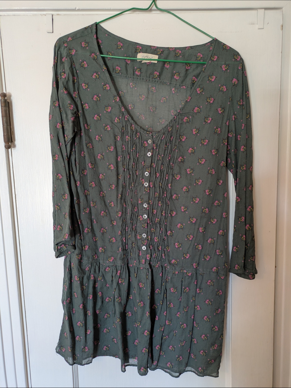 aerie 3/4 Sleeve Floral Button Tunic Dress size Small